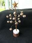 Unusual Wire Christmas Tree w/Bells WOOD BASE Folk Art 