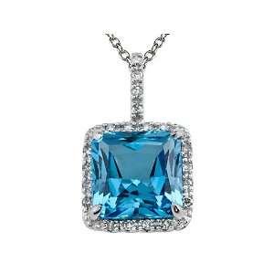   Genuine Blue Topaz Pendant by Effy Collection® in 14 kt White Gold