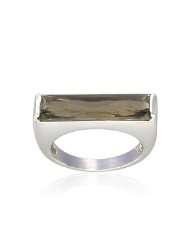 Sterling Silver Baguette Shaped Smoky Quartz Ring, Size 6