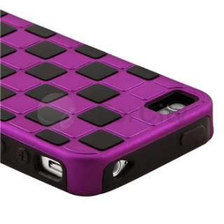 Purple/Black Checker Hard Snap on Case Cover+PRIVACY FILTER Film for 
