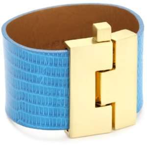    Leighelena Lizard Electric Blue Wide Buckle Bracelet Jewelry