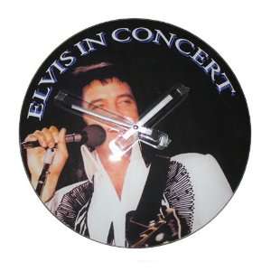  Elvis In Concert Album Cover Glass Clock