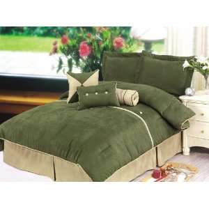  5Pcs Twin XL Extra Long Oxford Sage Comforter Set