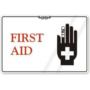  First Aid (with symbol) ShowCase Sign, 9 x 6 Office 