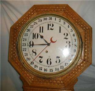 Antique Ingraham Regulator School/ Bank Wall Clock 26 Tall Beautiful 