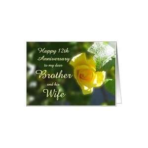 com Happy 12th Anniversary Brother and his Wife   Yellow Rose Flowers 