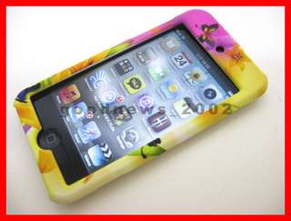 for Apple iPod Touch 4 4th Gen   Yellow Flower Rubberized Hard Case 