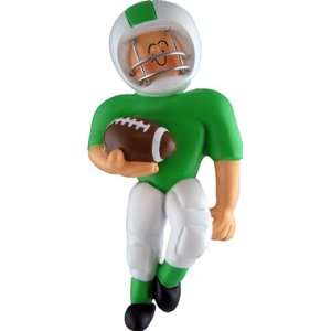  Football Player in Green Uniform Christmas Ornament 
