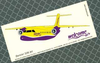 AGENT WELCOME AIR AIRLINES DORNIER 328 JET STICKER  