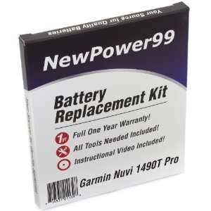  Battery Replacement Kit for Garmin Nuvi 1490T Pro with 