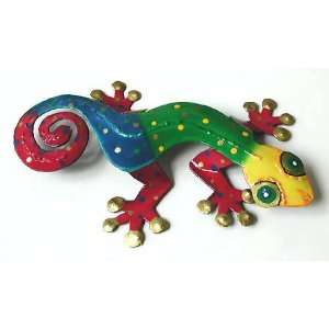  Multi Colored Painted Gecko Wall Hanging   Painted Metal 
