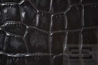 Burberry Black Leather Crocodile Embossed Kiss Lock Wristlet  