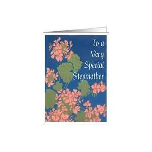  Pink Geraniums Birthday Card for a Special Stepmother Card 