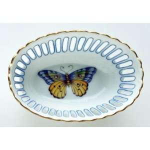 Anna Weatherley Butterfly Small Oval Dish Blue 3 In