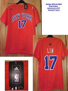  Tag) ADIDAS Jeremy Lin #17 name New York Knicks Orange T shirt  