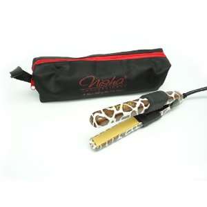   Hair Straightener with Heat Resistant Travel Pouch   Giraffe Print