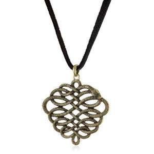 Lucky Brand Glam Rock Gold Tone Intertwined Serpent Pendant Necklace