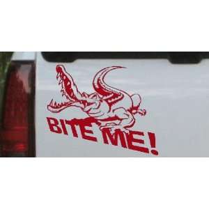 Bite Me Gator Animals Car Window Wall Laptop Decal Sticker    Red 16in 