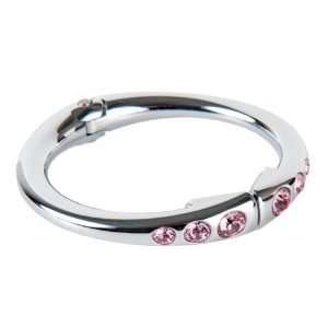  Polished Silver & Rose Crystal Clipa Bangle/Purse Hanger Jewelry