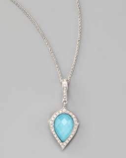 Diamond & Turquoise Pear Pendant Necklace