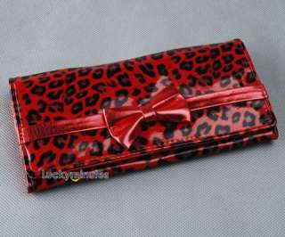 pcs in 2 color Leopard Print Bow Wallet Bag Purse  