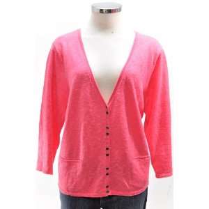 Eileen Fisher Rose Pink Linen Cotton Slub Short Cardigan (1X)