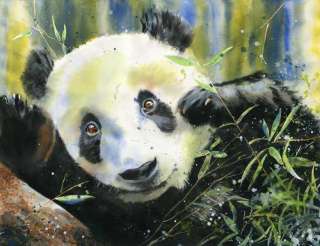 Original Panda Asian Wildlife Zoo Painting Art  