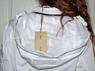 NWT Authentic London Burberry White Rain Jacket Size Large  