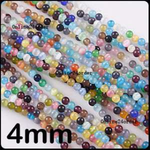 4mm Mixed Round Cats Eye Stone Loose Beads 190pcs D361  