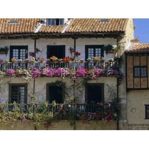 House with Balconies and Flowers, Santilla Del Mar, Cantabria, Spain 