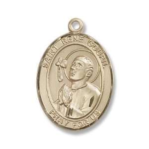 Gold Filled St. Rene Goupil Medal Pendant Charm with 24 Gold Chain in 