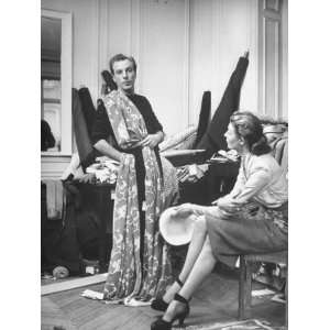  Designer Jacques Fath, Draping Fabric on Himself to Help 