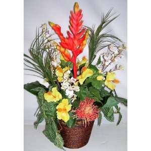  Silk Orchid, Hibiscus & Tropical Flowers Arrangement