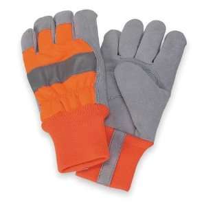 High Visibility Leather Gloves, Split Cowhide Gloves,Leather Palm,Hi V