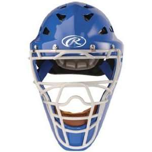  Hockey Style Catchers Helmet Royal Silver w/Silver Cage Sports