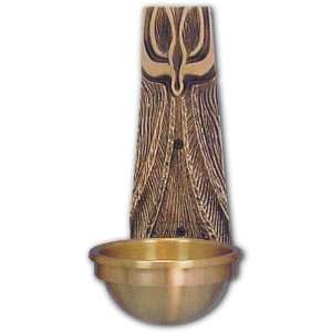  Cast Bronze Holy Water Font with Holy Spirit Image 