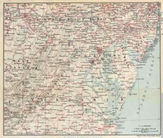 USA East + Central Railroads. Old Vintage Map.1909  