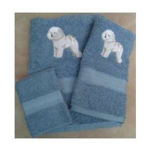    Bichon Frise Dog Embroidered Wash Hand Bath Towels 