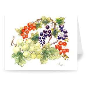 Black and Red Currants with Green Grapes,   Greeting Card (Pack of 2 