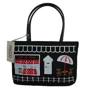  Prezzo La Cafe Black Double Strap Handbag Purse