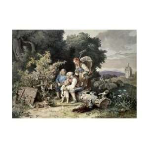 Shepherds Family by Ludwig Richter. Size 21.75 inches width by 15.45 