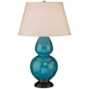 Robert Abbey 31 Peacock Blue Ceramic and Bronze Table Lamp