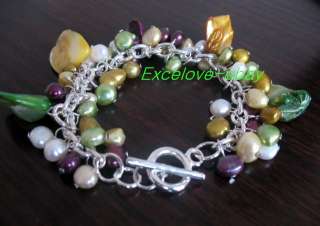 PB18 Bracelet en perles deau douce de multi couleurs  