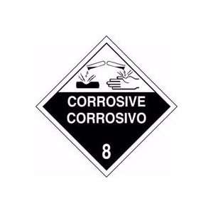  DOT Placards CORROSIVE / CORROSIVO (W/GRAPHIC) 10 3/4 x 10 3 
