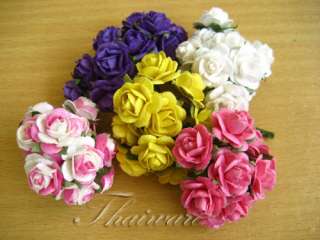 100 MIX ROSE Mulberry Paper Flowers Craft S # F032  