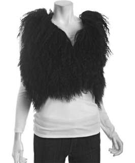 Adrienne Landau black mongolian lamb fur vest