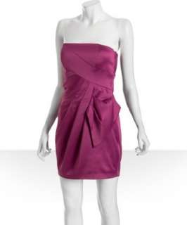 Max & Cleo hot pink satin pleated strapless dress   