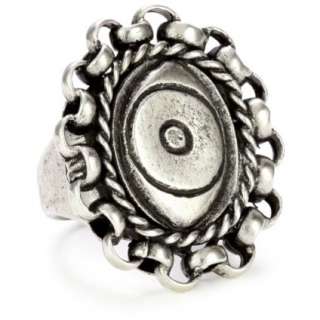 Low Luv by Erin Wasson Silver Plated Evil Eye Link Ring   designer 