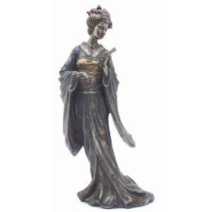 Japanese Geisha Elegant Figurine Bronze Look Masami