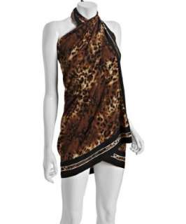 Carmen Marc Valvo black leopard print Midnight Safari coverup pareo 